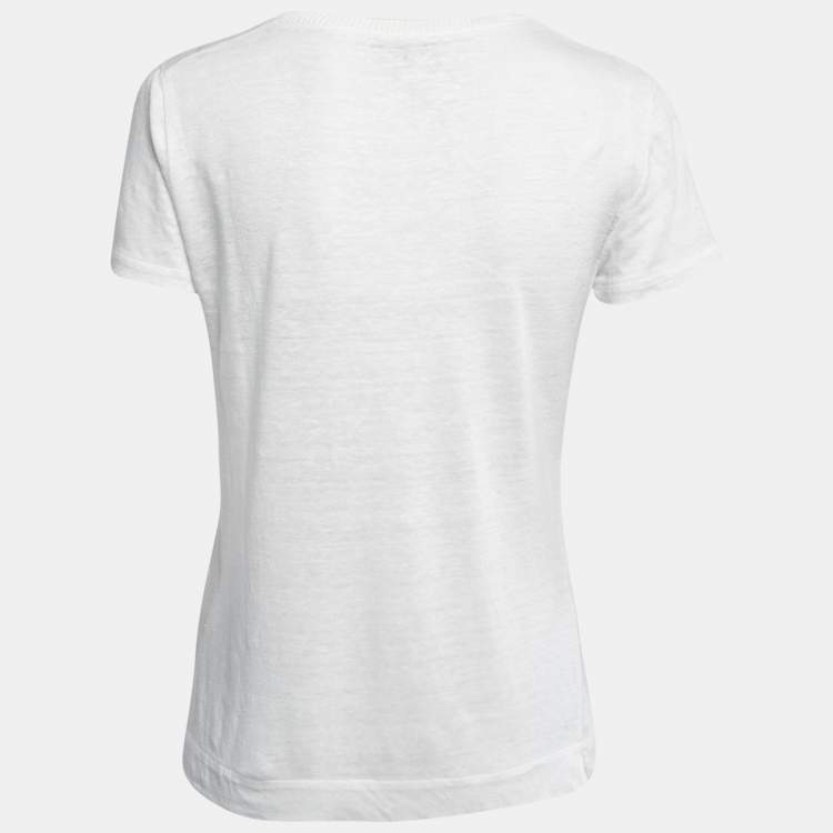 Pre Owned Loro Piana White Linen Knit T-Shirt M