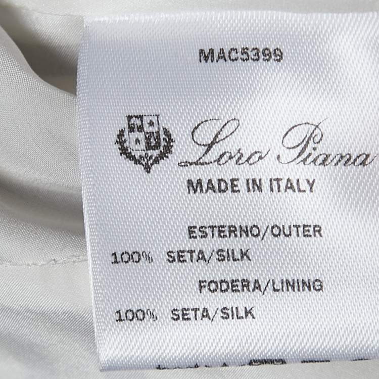 Pre Owned Loro Piana White Striped Patterned Silk Sleeveless Maxi Dress M
