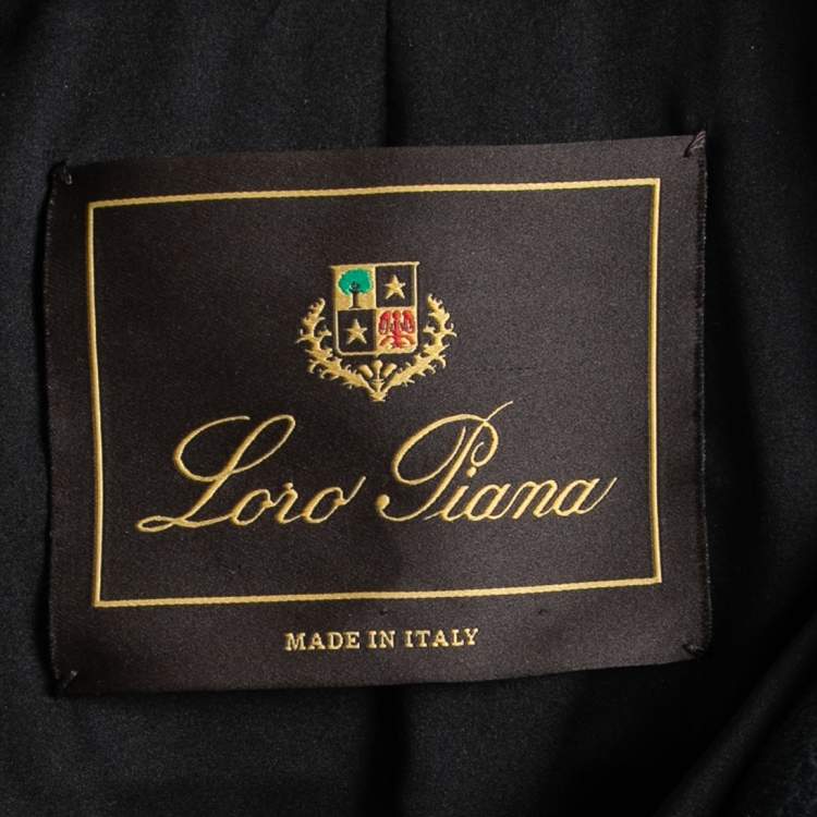 Pre Owned Loro Piana Black Cashmere Zip Front Storm System Long Coat L