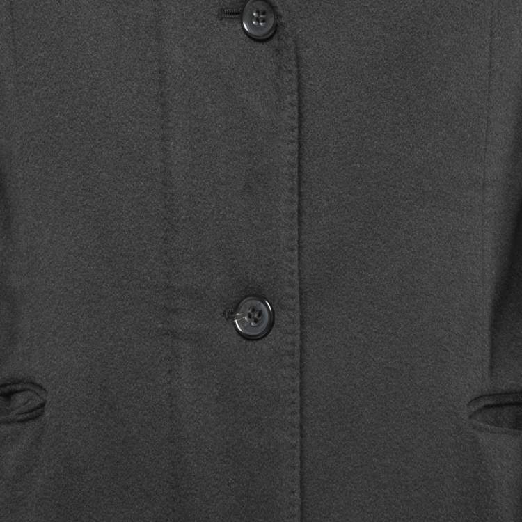 Pre Owned Loro Piana Black Cashmere Zip Front Storm System Long Coat L