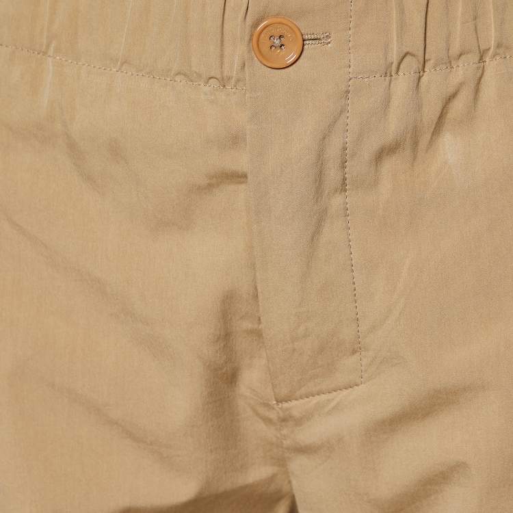 Pre Owned Loro Piana Beige Cotton & Silk Tapered Leg Pants S