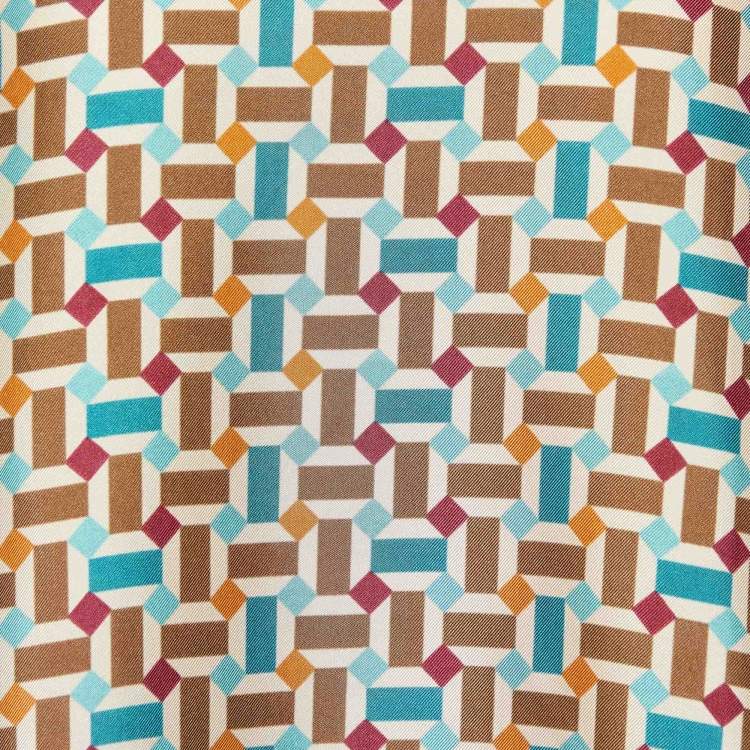 Pre Owned Loro Piana Multicolor Geometric Printed Silk Top M