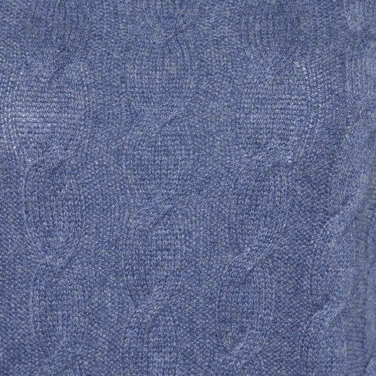 Pre Owned Loro Piana Blue baby Cashmere Cable Knit Turtleneck Sweater M