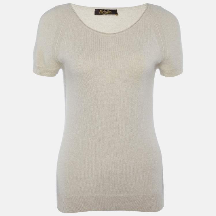 Pre Owned Loro Piana Beige Baby Cashmere Top M
