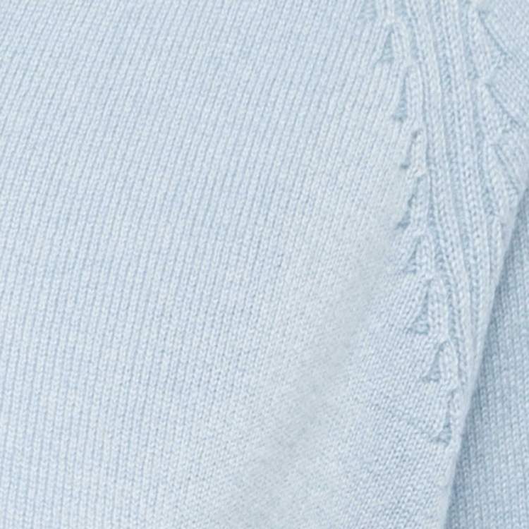 Pre Owned Loro Piana Light Blue Cashmere V-Neck Sweater M