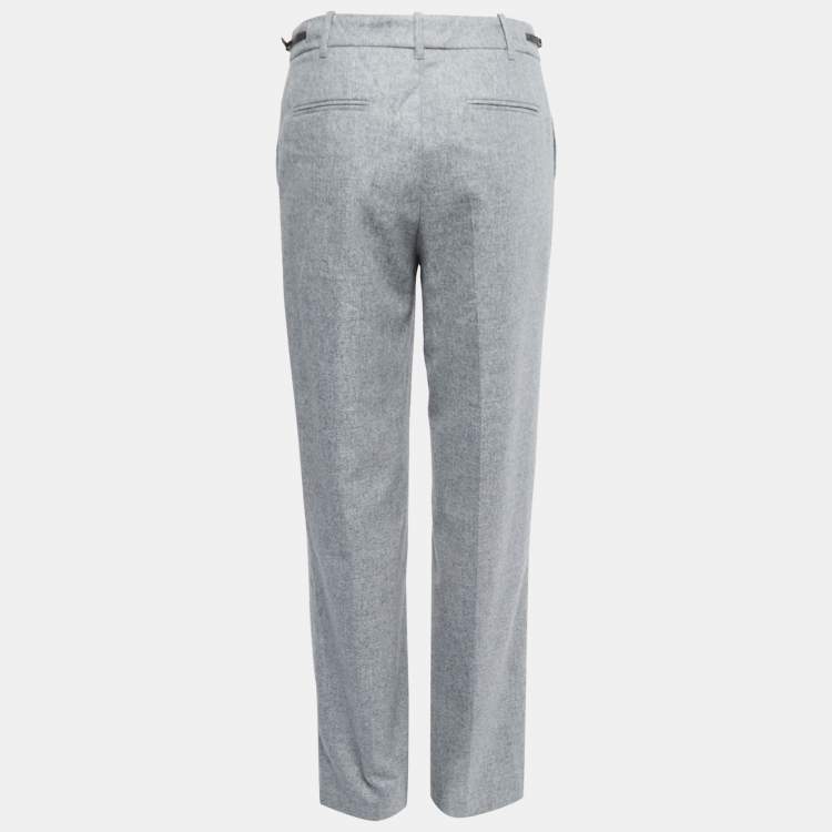 Pre Owned Loro Piana Grey Cashmere Straight Leg Trousers M