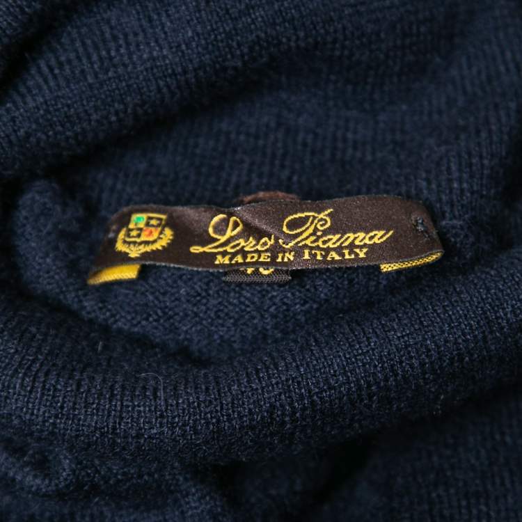 Pre Owned Loro Piana Navy Blue Cashmere Turtleneck Sweater L