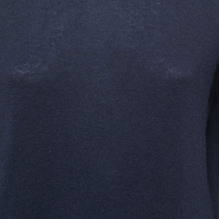 Pre Owned Loro Piana Navy Blue Cashmere Turtleneck Sweater L