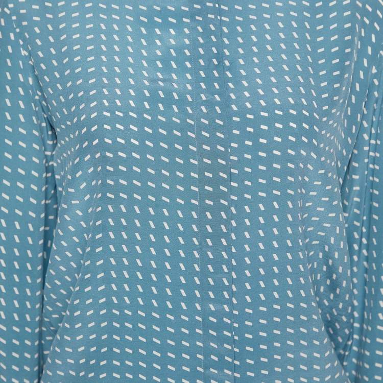 Pre Owned Loro Piana Blue Printed Silk Button Front Shirt M