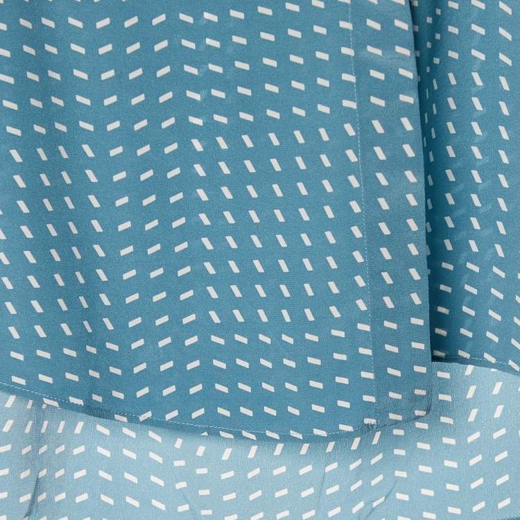 Pre Owned Loro Piana Blue Printed Silk Button Front Shirt M