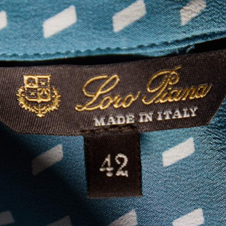 Pre Owned Loro Piana Blue Printed Silk Button Front Shirt M