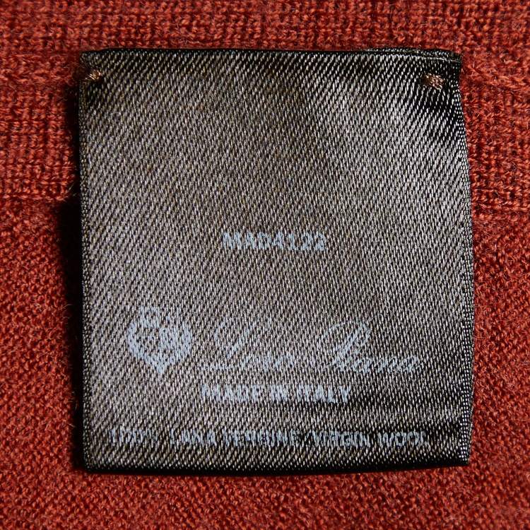 Pre Owned Loro Piana Brick Brown Virgin Wool Button Front Cardigan XS