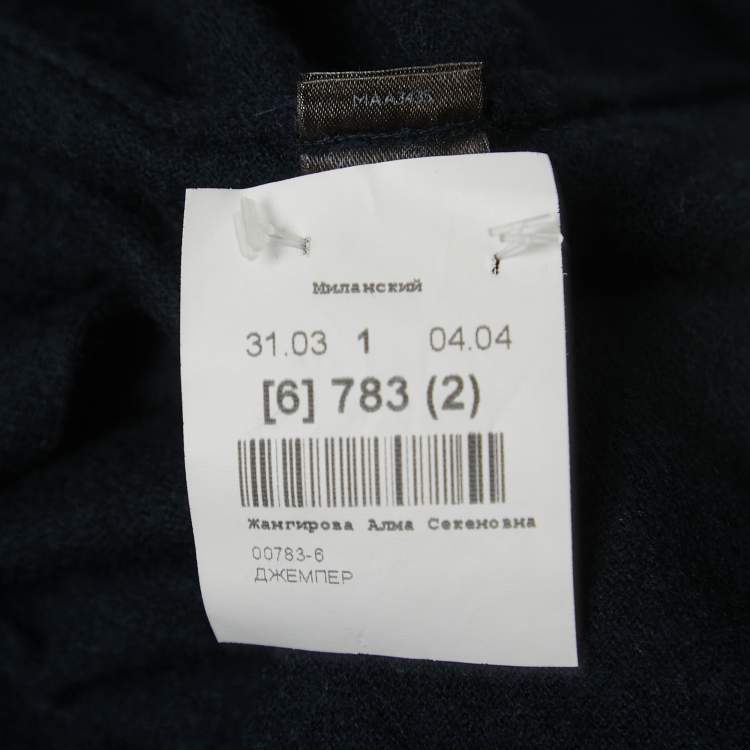Pre Owned Loro Piana Navy Blue Cashmere Buttoned Long Cardigan M