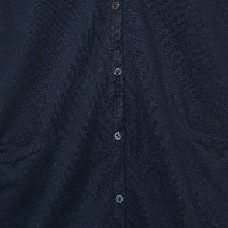 Pre Owned Loro Piana Navy Blue Cashmere Buttoned Long Cardigan M