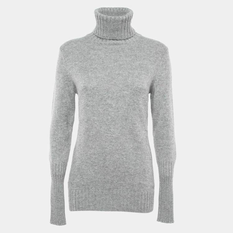 Pre Owned Loro Piana Grey Cashmere Turtleneck Sweater M