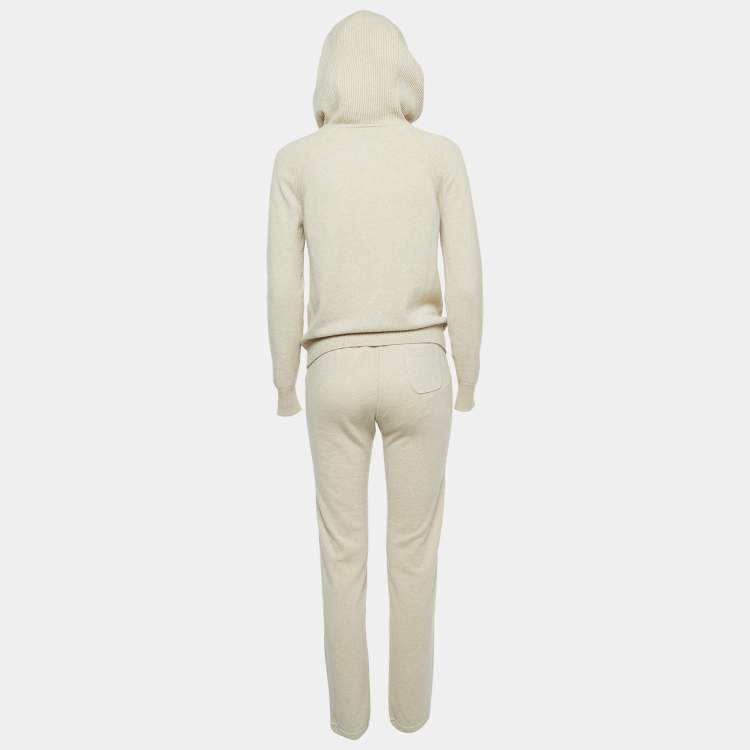 Pre Owned Loro Piana Beige Cashmere Sweatshirt Joggers Set S