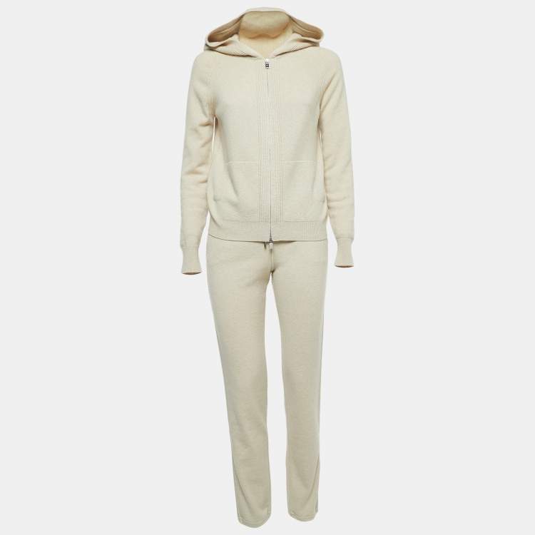 Pre Owned Loro Piana Beige Cashmere Sweatshirt Joggers Set S
