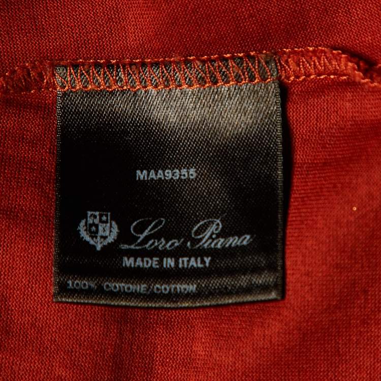 مملوكة مسبقًا Loro Piana Burnt Orange Cotton Knit Round Neck T-Shirt S
