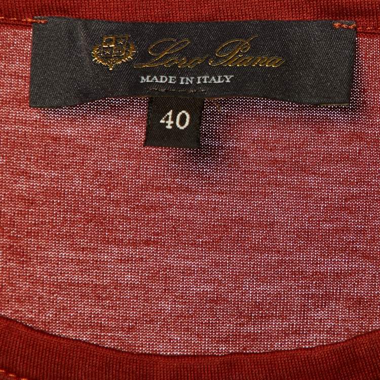 مملوكة مسبقًا Loro Piana Burnt Orange Cotton Knit Round Neck T-Shirt S