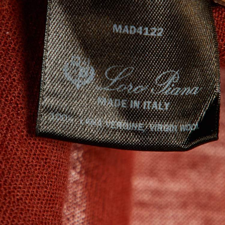 Pre Owned Loro Piana Burnt Orange Cotton Knit Button Front Cardigan S