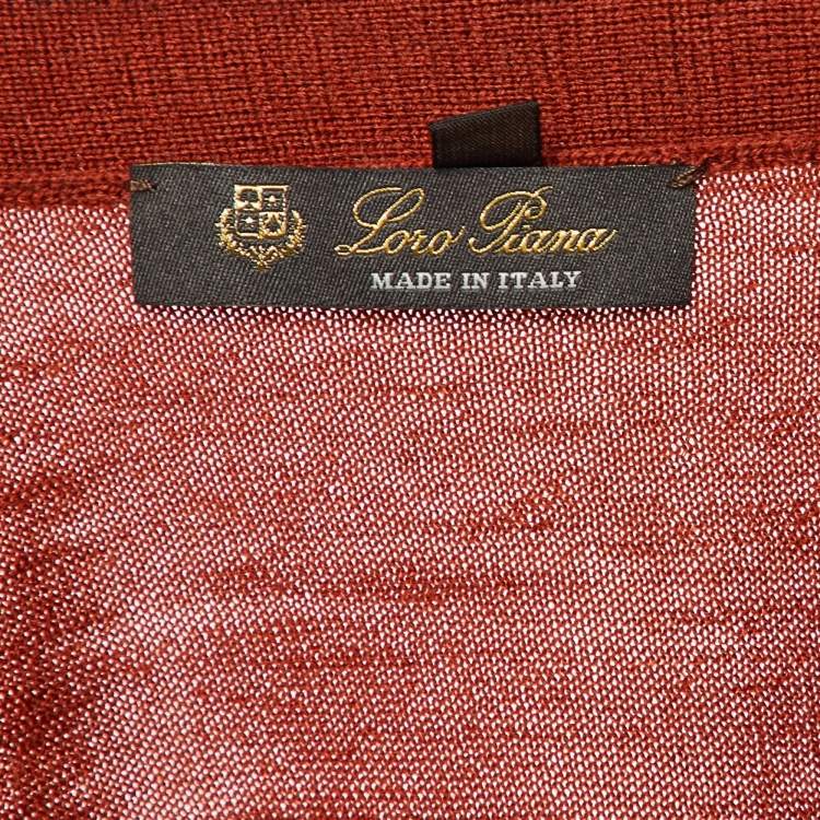 Pre Owned Loro Piana Burnt Orange Cotton Knit Button Front Cardigan S