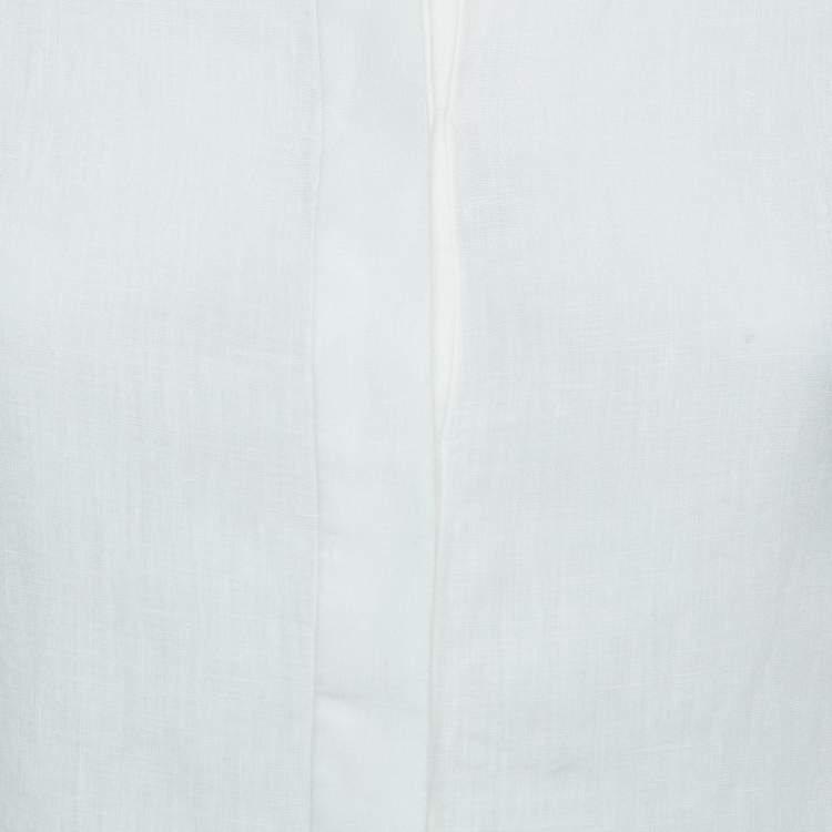 Pre Owned Loro Piana Ivory White Linen Shirt S