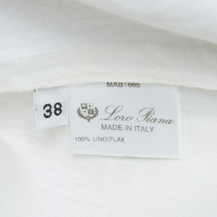 Pre Owned Loro Piana Ivory White Linen Shirt S