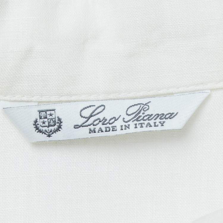 Pre Owned Loro Piana Ivory White Linen Shirt S