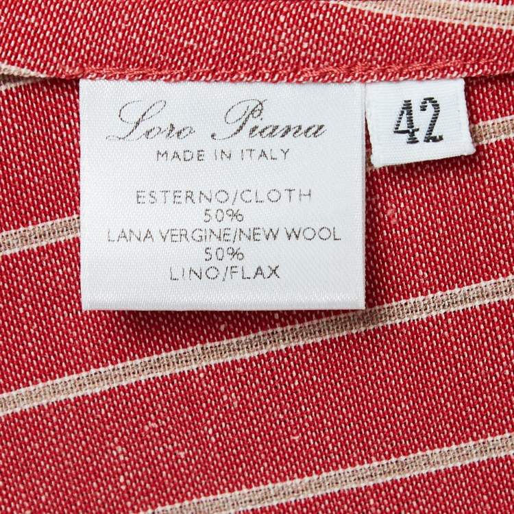 Pre Owned Loro Piana Red Striped Wool Blend Blazer M