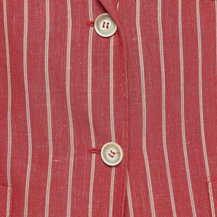 Pre Owned Loro Piana Red Striped Wool Blend Blazer M