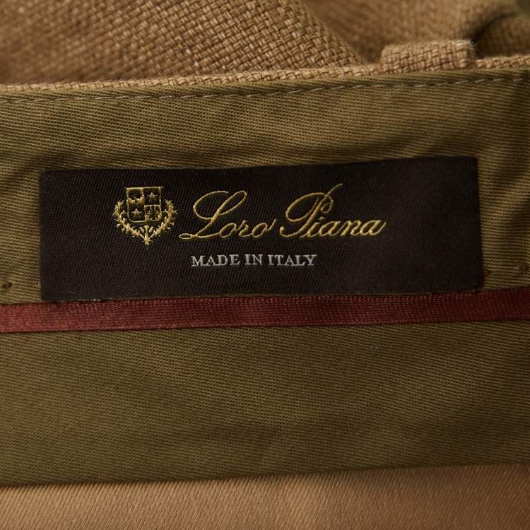 Pre Owned Loro Piana Brown Linen Fringed Shorts S