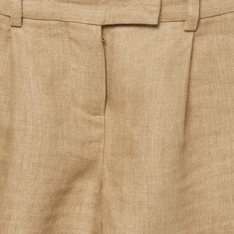 Pre Owned Loro Piana Brown Linen Fringed Shorts S