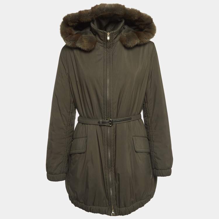 Pre Owned Loro Piana Brown Nylon Storm System Parka Jacket M