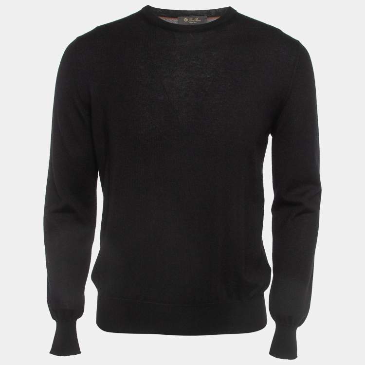 Pre Owned Loro Piana Black Cashmere Round Neck Sweater L