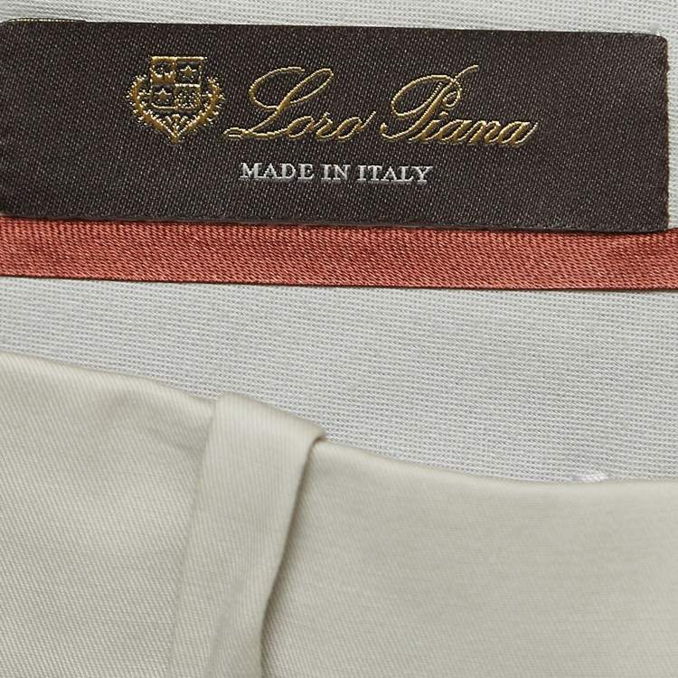 Pre Owned Loro Piana Off White Cotton Buttoned Formal Trousers S