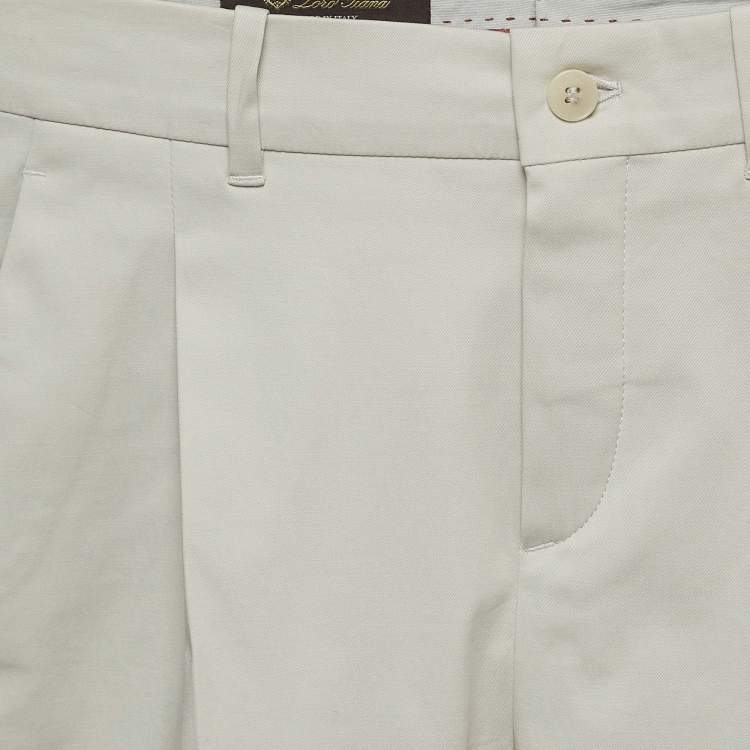 Pre Owned Loro Piana Off White Cotton Buttoned Formal Trousers S