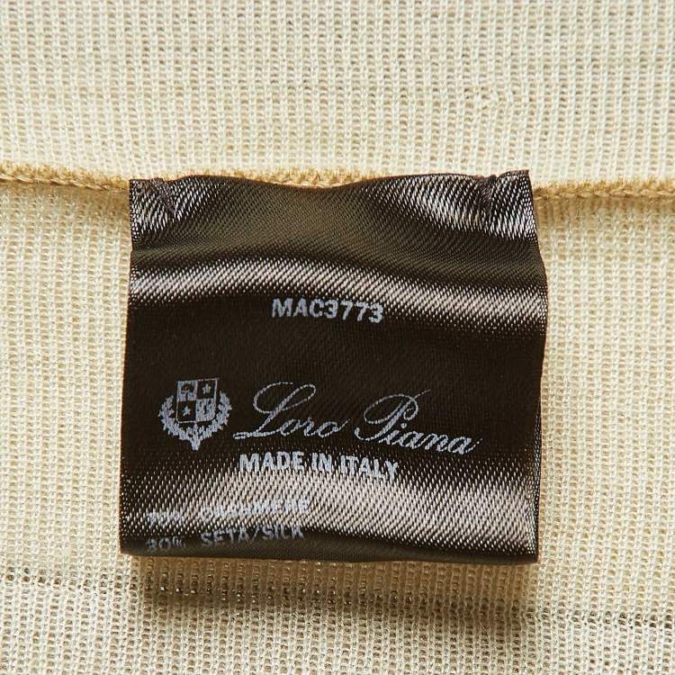 Pre Owned Loro Piana Yellow Stripe Cashmere Knit Sleeveless Flared Maxi Dress S