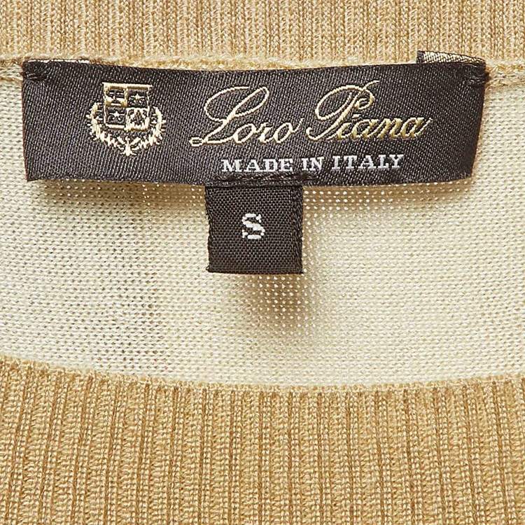 Pre Owned Loro Piana Yellow Stripe Cashmere Knit Sleeveless Flared Maxi Dress S