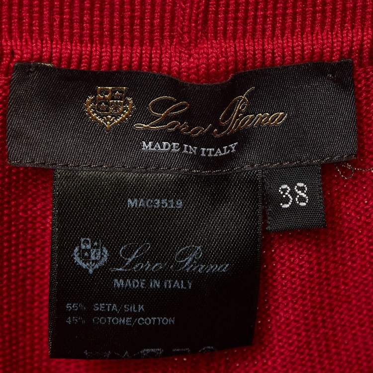Pre Owned Loro Piana Red Rib Knit Bermuda Shorts S