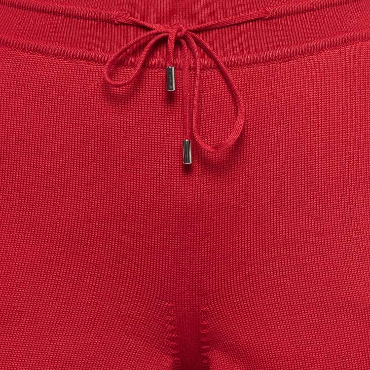 Pre Owned Loro Piana Red Rib Knit Bermuda Shorts S