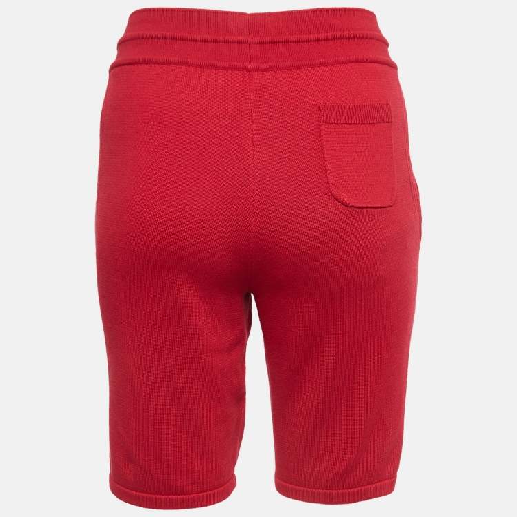 Pre Owned Loro Piana Red Rib Knit Bermuda Shorts S