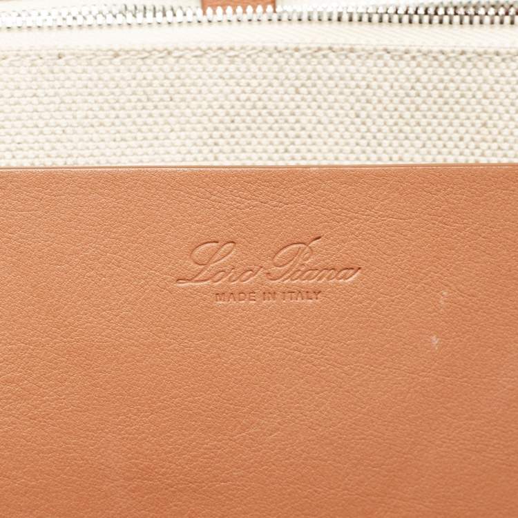 Pre Owned Loro Piana Natural/Multicolor Canvas The Suitcase Striped Tote