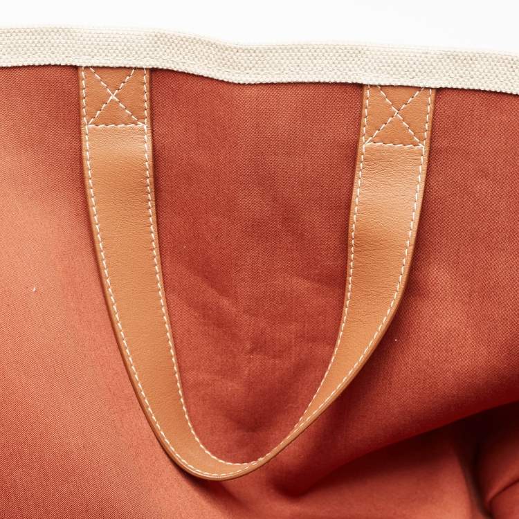 Pre Owned Loro Piana Natural/Multicolor Canvas The Suitcase Striped Tote