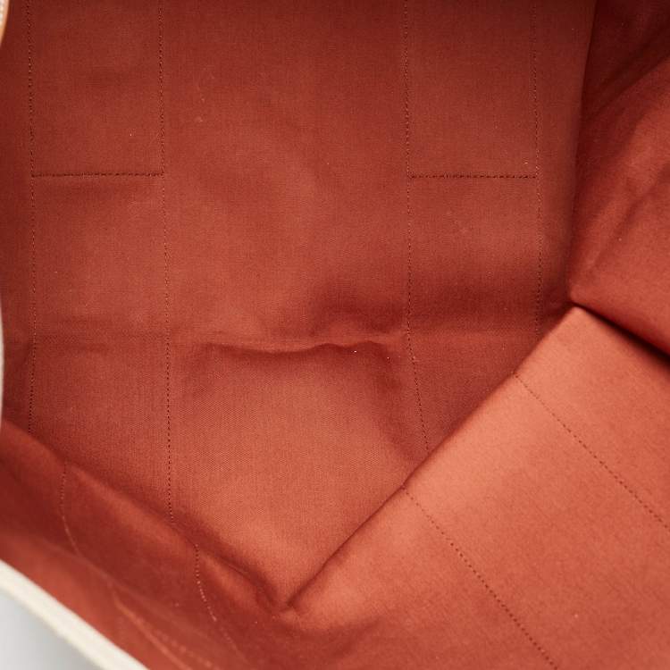 Pre Owned Loro Piana Natural/Multicolor Canvas The Suitcase Striped Tote