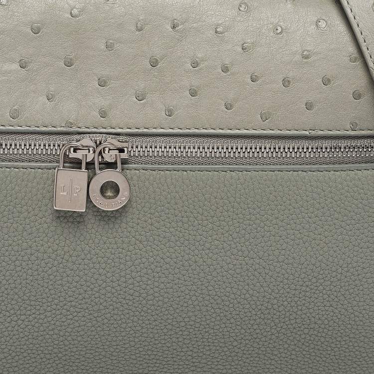 Pre Owned Loro Piana Light Green Ostrich Leather Extra Pocket L27 Pouch Bag