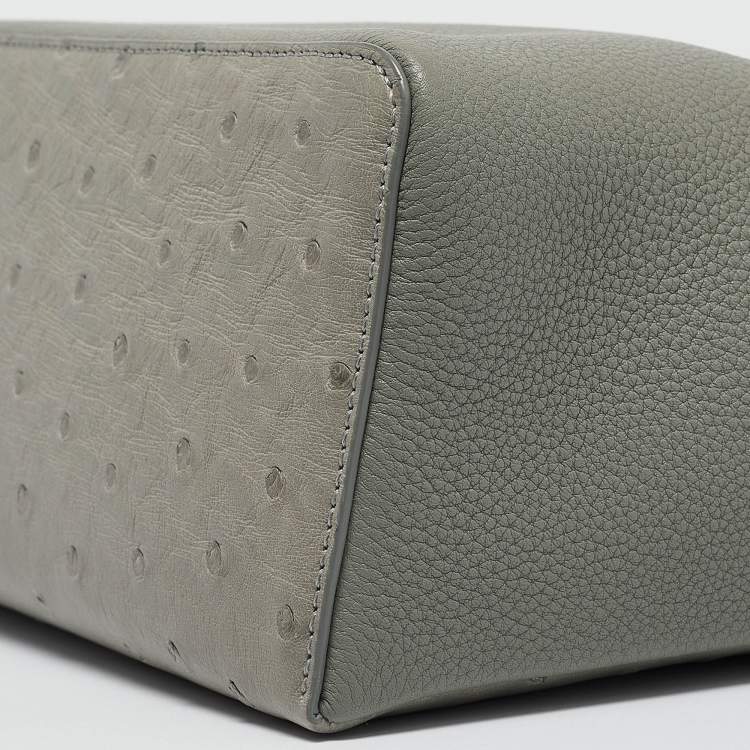 Pre Owned Loro Piana Light Green Ostrich Leather Extra Pocket L27 Pouch Bag