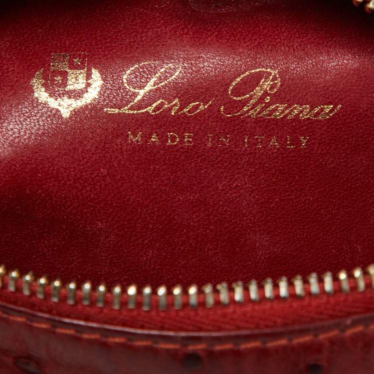 Pre Owned Loro Piana Brick Brown Ostrich Zip Pouch