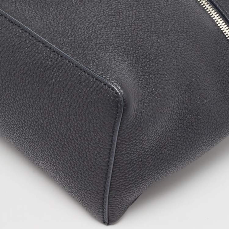 Pre Owned Loro Piana Blue Marine/White Leather Braided Extra Pocket L27 Pouch Bag