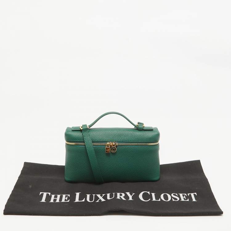 Pre Owned Loro Piana Green Leather Zip L19 Pouch