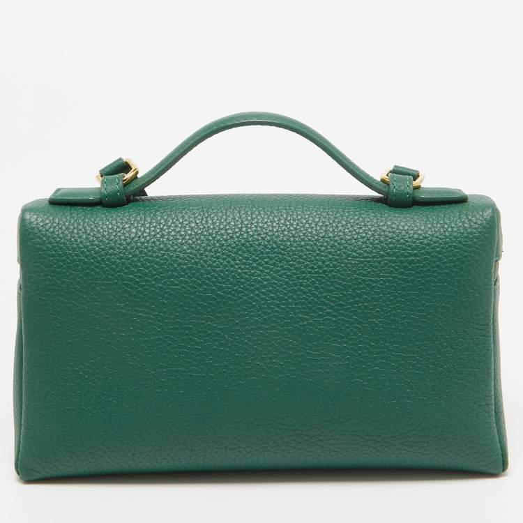 Pre Owned Loro Piana Green Leather Zip L19 Pouch